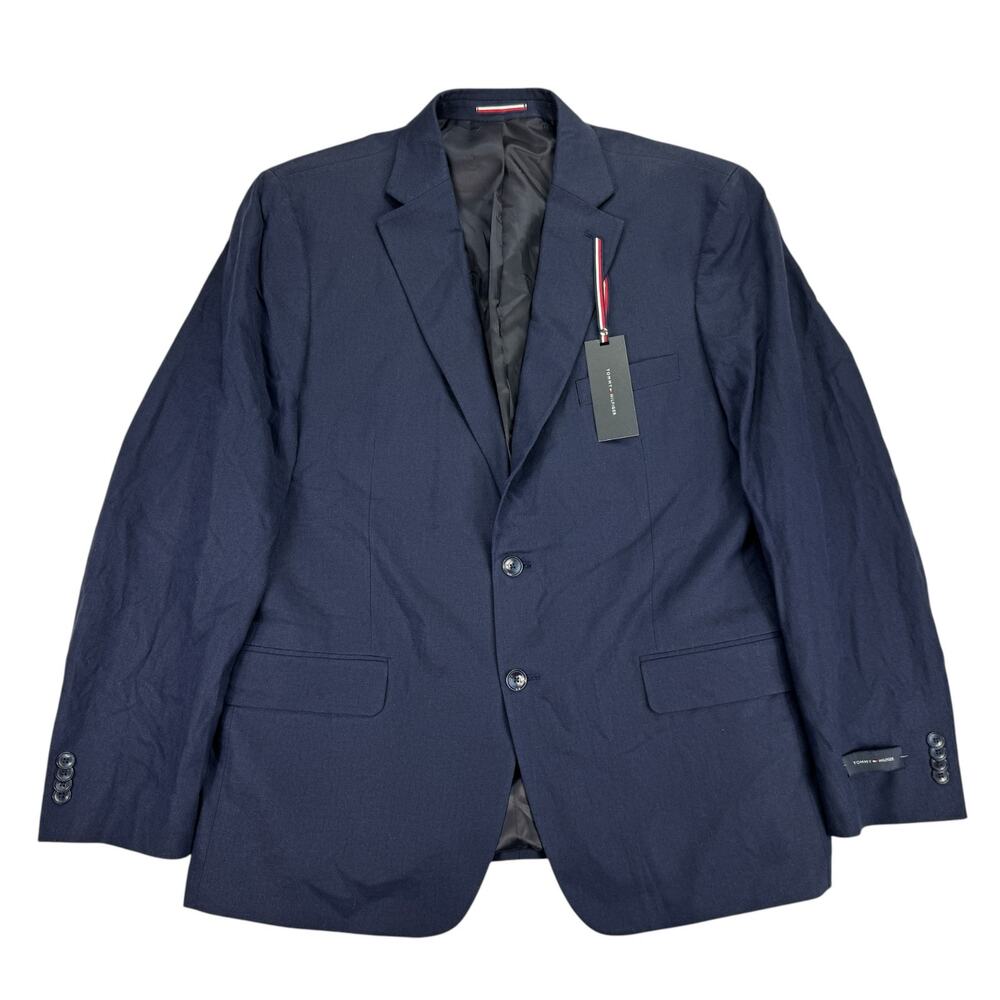 Tommy Hilfiger Mens Conrad Modern Fit Linen Blend Sport Coat Navy Blue 46R